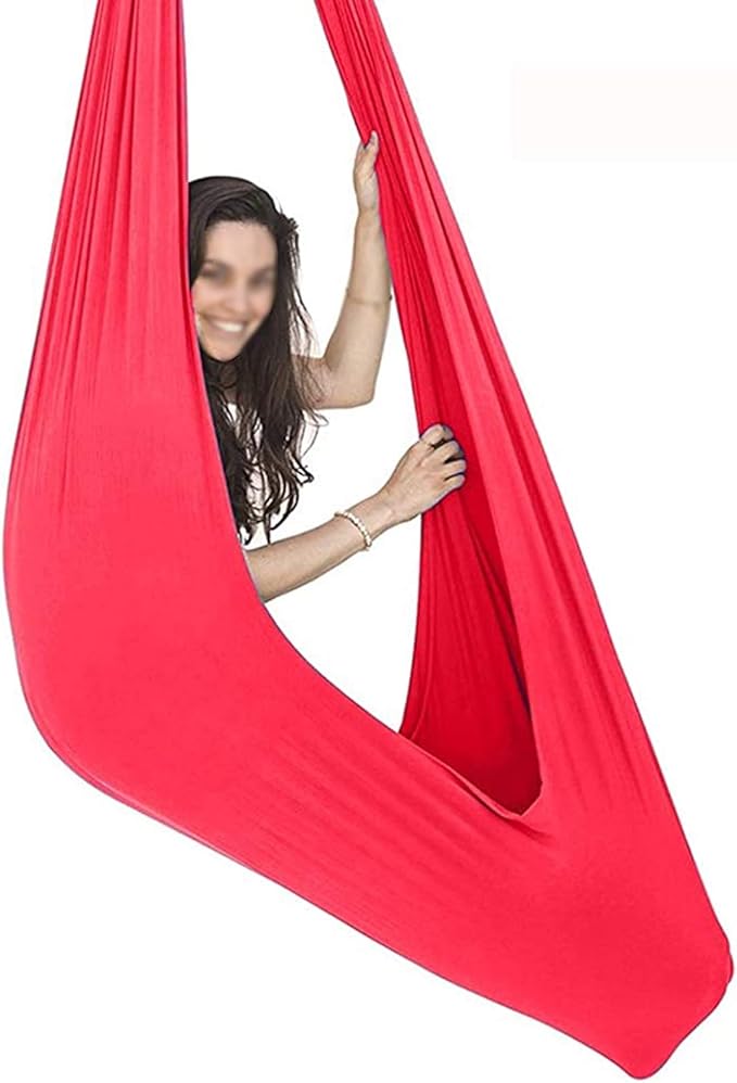 Kids Indoor Swing Outdoor Cuddle Hammock Sensory Swings Chair Child Adult ADHD Therapy Soft Elastic Parcel Steady Seat Swing (Color : Red, Size : 150 x 280 cm)