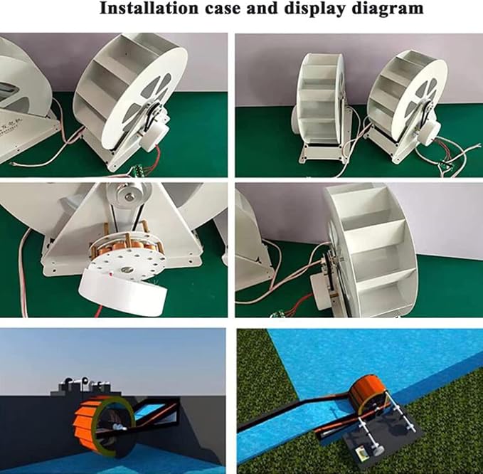 Water Turbine Generator, Hydroelectric Power Generator, Low-Speed Disc Type, Outdoor Waterwheel for Renewable Energy and Eco-Friendly Power Generation