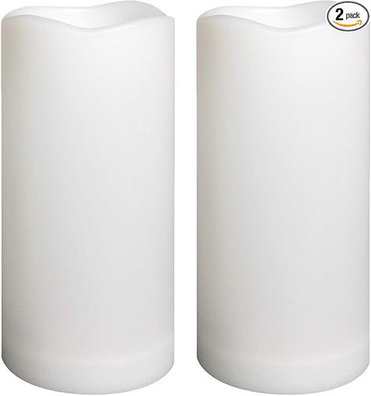 Waterproof Outdoor Flameless Pillar Candles with Timer Battery Operated Electric LED Candle Set for Gift Home Décor Party Wedding Supplies Garden Halloween Christmas Decoration, 2 Pack, 3” x 6”