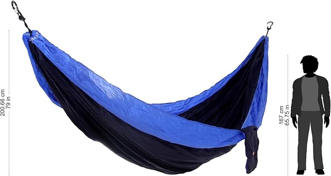 NOVICA Black with Blue Trim Parachute Portable 2 Person XL Camping Hammock with Hanging Straps, 'Pacific Dreams' (Double)
