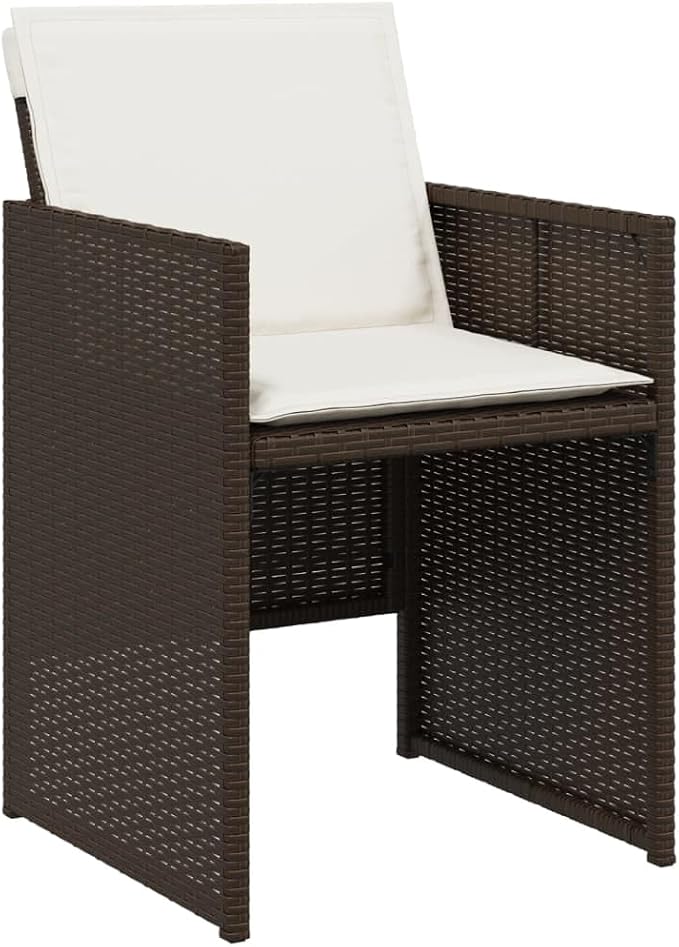 11-Piece Outdoor Dining Set, Patio Furniture Table and 10 Chairs, Space-Saving Cube Garden Rattan Seating with Cushions, Brown