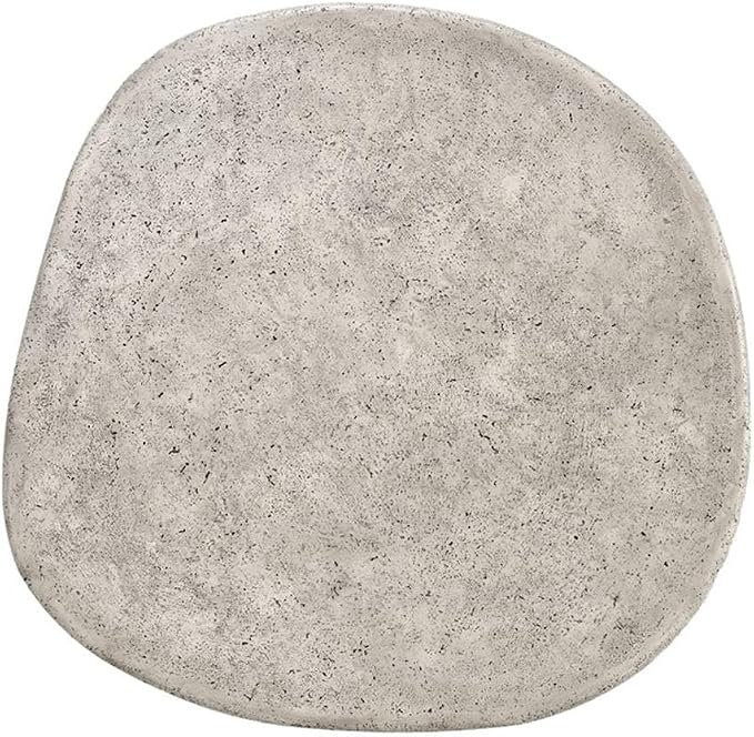 Pemberly Row 42-Inch Round Outdoor Coffee Table, Light Gray Concrete Stone, Plinth-Style Base, Smooth Finish, Durable Modern Industrial Design for Patio or Backyard Spaces