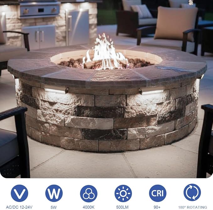 JESLED 12Pack 7inch LED Retaining Wall Lights, 5W Landscape Lighting, LED Hardscape Lighting,12V Paver Lights Low Voltage Hardscape Lights, 5W Outdoor Step Lights, 4000K Nature White, Waterproof