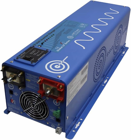 AIMS Power PICOGLF4012120240VS Pure Sine 4000W Low Frequency Inverter Charger, 12000W Surge for 20 Seconds, 120/240 VAC Output Split Phase Charges, 115 Amp Battery Priority Selector