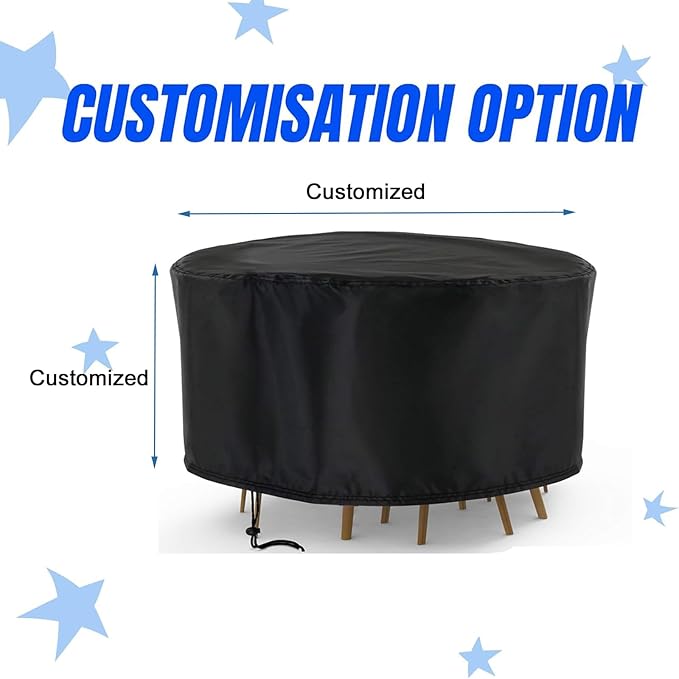 Patio Furniture Set Cover Round, Waterproof Round Patio Table Cover Outdoor Furniture Covers for Patio Furniture - Customized Size