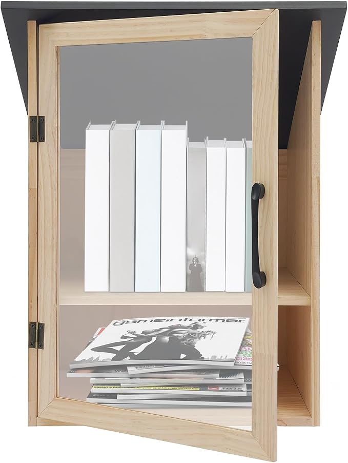 Outdoor Library Book Box Literature Exchange Kit Outdoor Wood Cabinet for Sharing Books Community Literature, Flyers, Newspapers (2 Tiers, 16 x 22.63in)