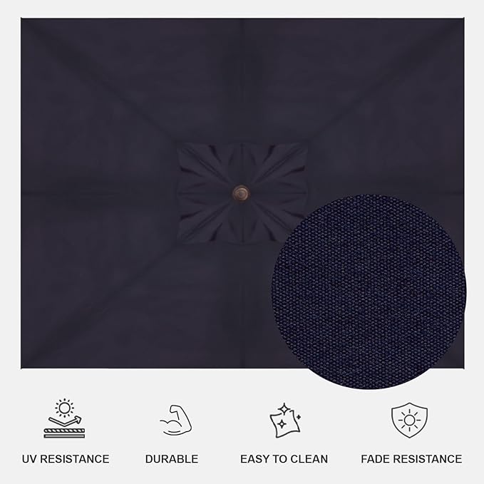 Treasure Garden AKZ PLUS Cantilever Umbrella 10'x13' Rectangular Obravia Navy Canopy and Bronze Frame with Stationary Base