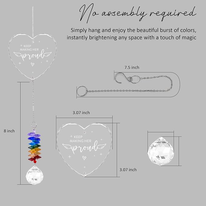 Memorial Suncatcher Sympathy Gift for Loss of Mother - Crystal Rainbow Maker - Bereavement Keepsake - Hanging Crystal Decor - Loss of Mom - Daily Remembrance