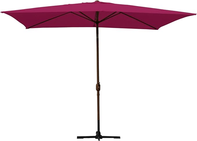 Jeco Aluminum Patio Market Umbrella Tilt with Crank, Fabric & Bronze Pole, Burgundy, 6.5' x 10'