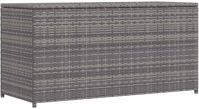 Grey Poly Rattan Garden Storage Box Collapsible Design with Water-Resistant Finish and UV Resistant Materials for Outdoor Space