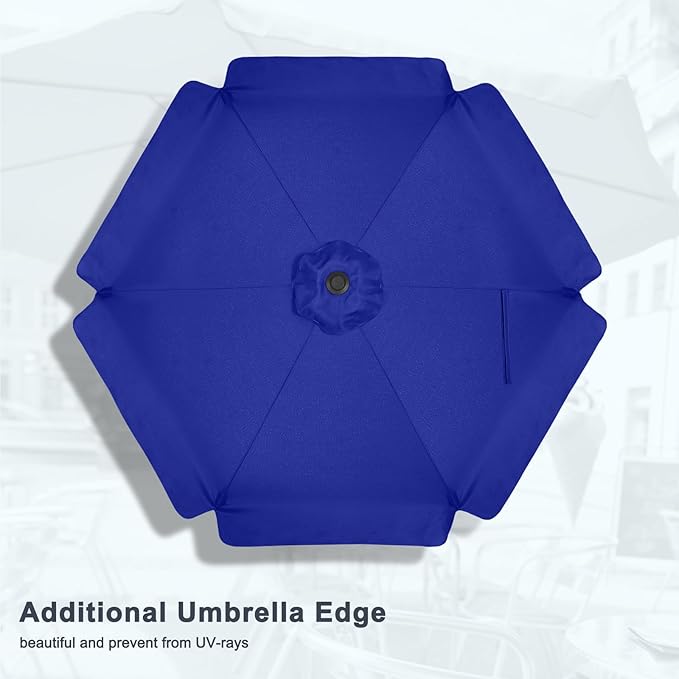MASTERCANOPY 7.5ft Patio Umbrella with Valance, Crank and Tilt – 6 Ribs Outdoor Market Umbrella, UV/Fade Resistant, Waterproof Canopy with Wind Vent for Garden, Deck, Backyard, Pool (Blue)