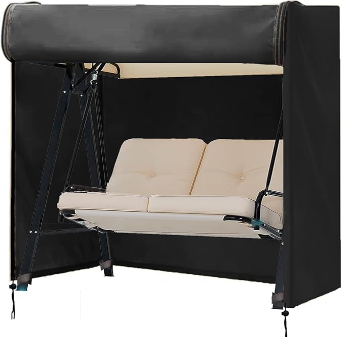 FLYMEI Outdoor Swing Cover 2 Triple Seater Hammock Cover for Porch Swing Canopy Glider Chair and Other Patio Furniture, Waterproof Windproof All Weather Protection, 65'' (L) x 50''(W) x 66''(H)