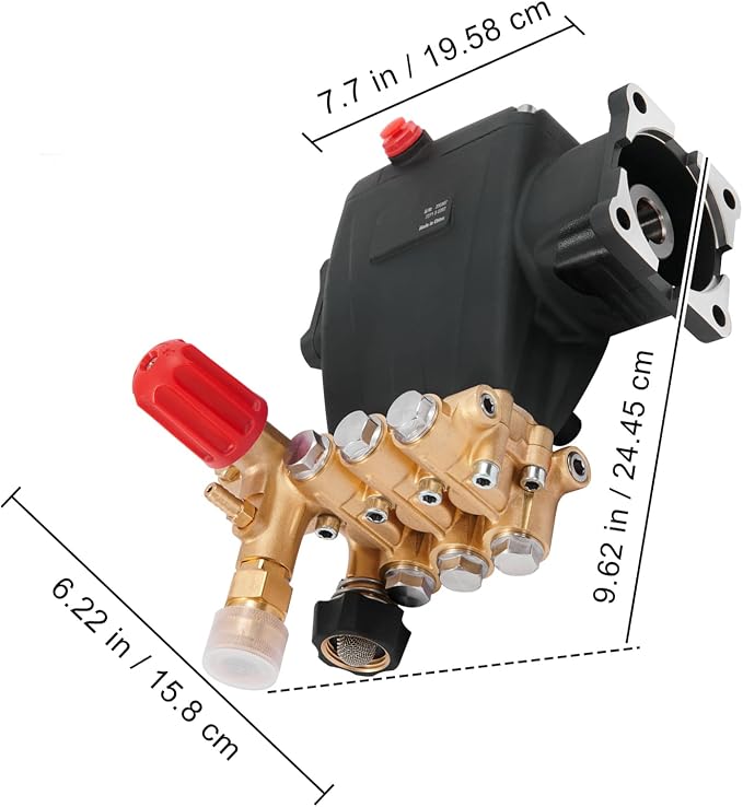 Happybuy Pressure Washer Pump, 3/4" Shaft Horizontal Triplex Plunger, 3700 PSI, 2.5 GPM, Replacement Kit for Simpson MorFlex 40224, 40225, 40226 Models, High-Pressure Power Washer Pump, Durable