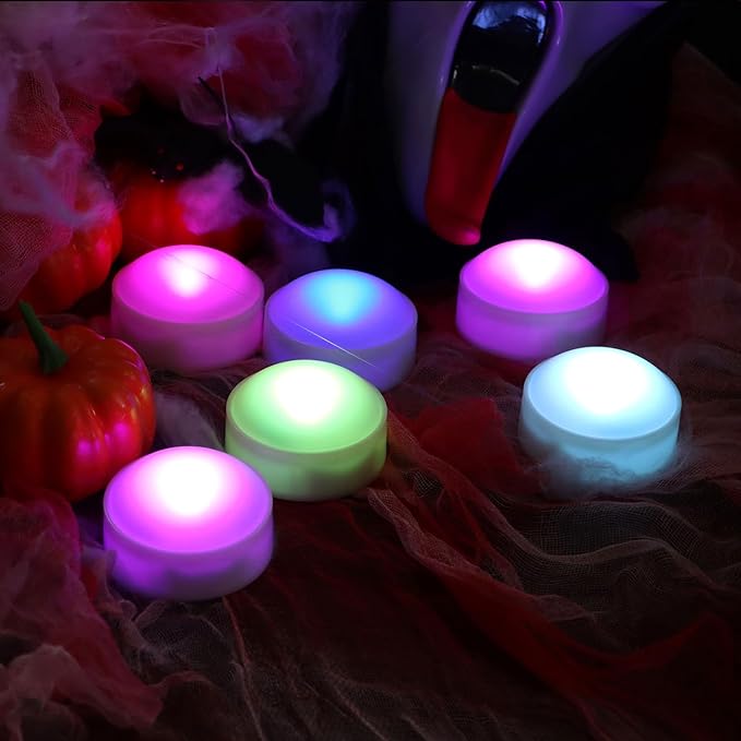6 PCS Color Changing Halloween LED Pumpkin Candle Lights with Remote and Timer Battery Operated Colored Flameless Candle Set Bulk for Jack-O-Lantern Décor Halloween Party Home Spooky Decorations