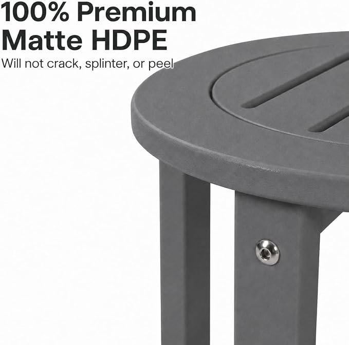 Round Outdoor Side Table, Gray HDPE