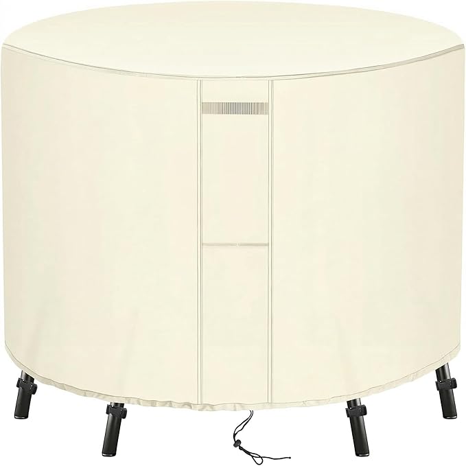 UPGRADE Outdoor Furniture Covers, Custom Size 58"(D) x 40"(H) Round Patio Table and Chair Waterproof Covers, Heavy Duty 420D,Cream