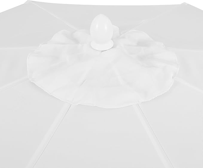 JONATHAN Y Baiona 9 ft. White/Coral Pink Outdoor Patio Umbrella with Crank Lift and Tilt, 8 Ribs UV-Resistant Market Table Umbrella with Square Trim for Pool, Deck, Coastal, White Pole UMB1000C