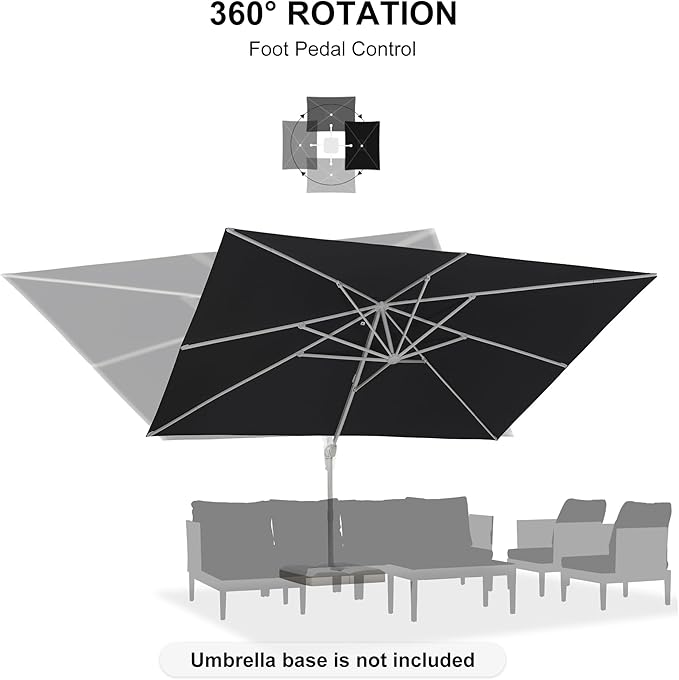 PURPLE LEAF 10' × 13' Patio Umbrella White Cantilever Umbrella Aluminum Square Outdoor Offset Umbrella Hanging Windproof with 360° Rotation for Garden Deck Pool, Grey