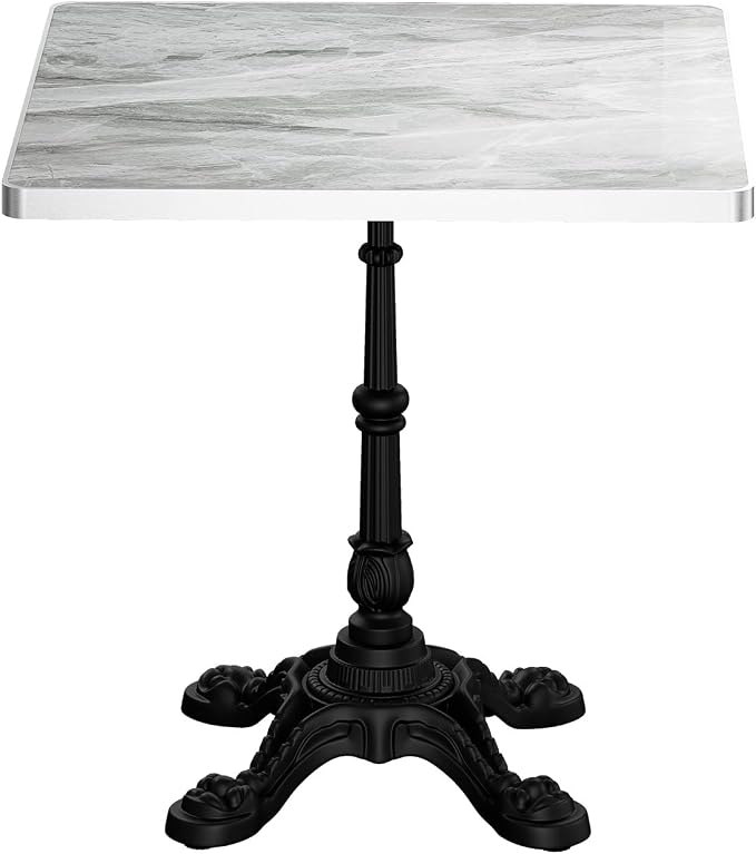 31.5" Sintered Stone Square Dining Table for 2-4 People, Marble Look Bistro Table with Heavy Duty Cast Iron Base for Outdoor Patio Garden Cafe, Living Room Balcony, Commercial Grade Small Space, Grey