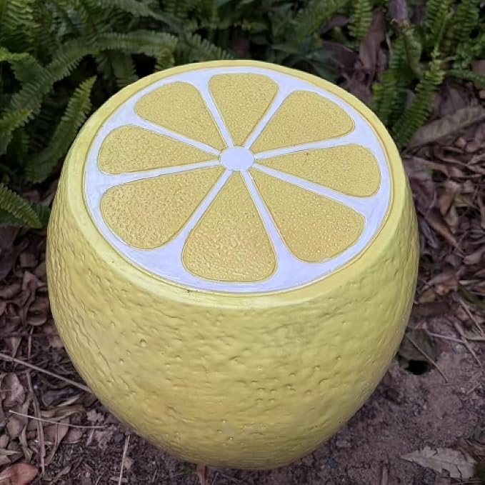 Garden Side Table, Outdoor Plant Stand,Tropical Art Deco Resin Decorative Furniture, 13.4 Inch Multi-Purpose Novelty Ornament for Patio Poolside Indoor Outdoor Home Garden Decor (Yellow)