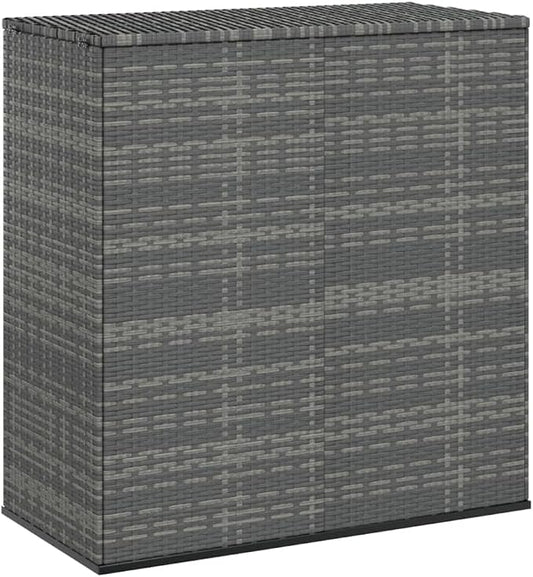 Grey Outdoor Cushion Storage Box with Gas Lift, Synthetic Rattan Deck Box 39.4x19.3x40.7 in for Patio Furniture, Garden Storage, Pool Toys Organization
