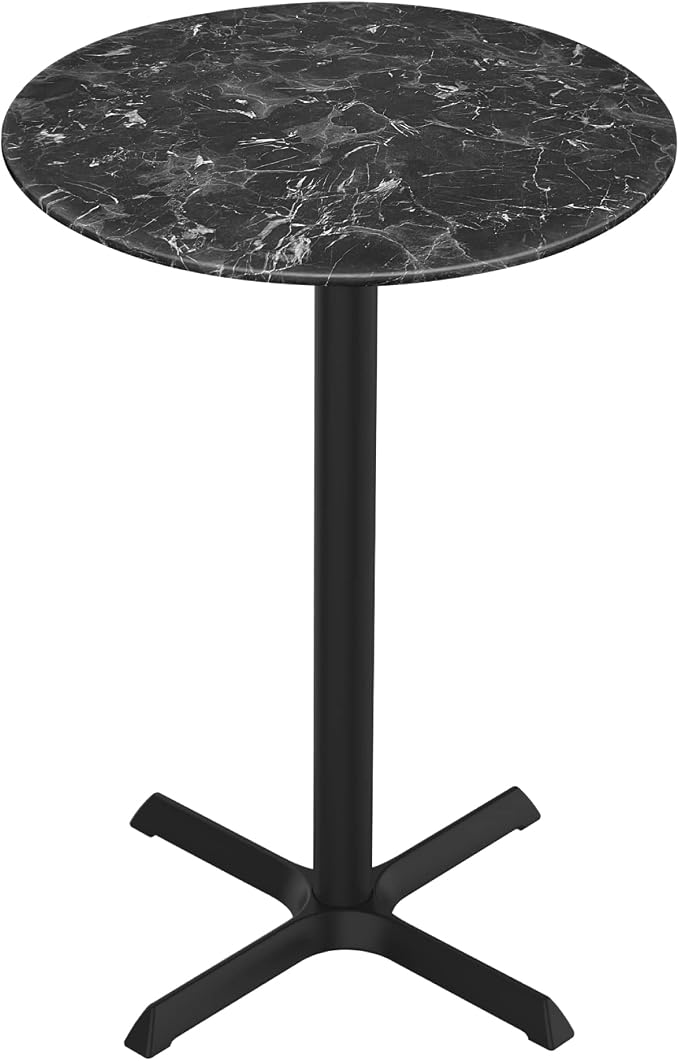 HBS 42" Tall OD211 Indoor/Outdoor All-Season Table with 36" Diameter Black Marble Top