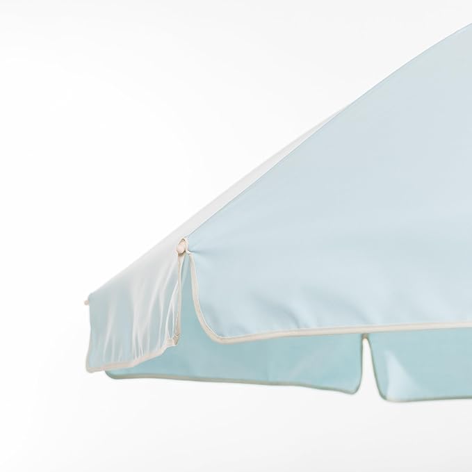 Business & Pleasure Co. Rio Umbrella Scalloped Brim For Beach, Patio or Picnic - 6' Boho Beach Umbrella, 7' Tall Wood Pole, UPF 50+
