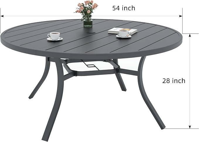 Anmutig 7-Piece Outdoor Dining Set, 54" Round Table with 6 Swivel Chairs All Weather Furniture Set for Lawn Garden, Blue