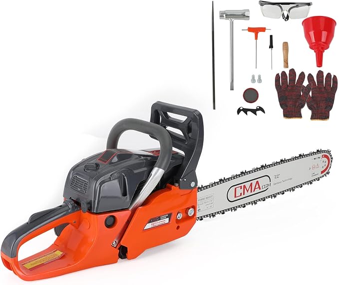 Topteng Gas Chainsaw 22 Inch 68cc, Chainsaw Gas Powered Cutting Wood Gas Sawing Aluminum Crankcase Chain Saw 22"