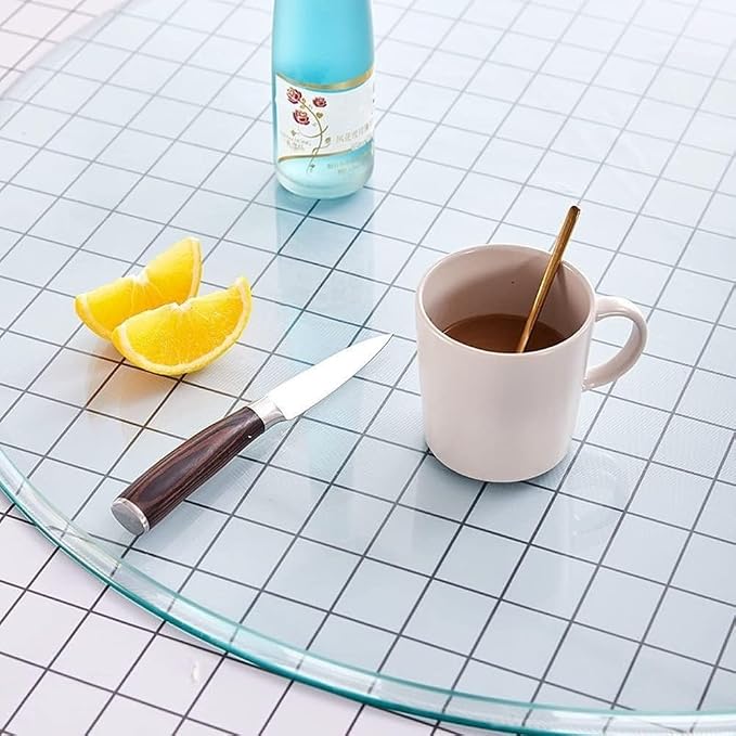 42 Inch Round Tempered Glass Table Top, 0.35 Inch Thick Clear Circular Tabletop with 6 Anti-Slip Rubber Rings, Replacement for Dining & Kitchen and Patio Table