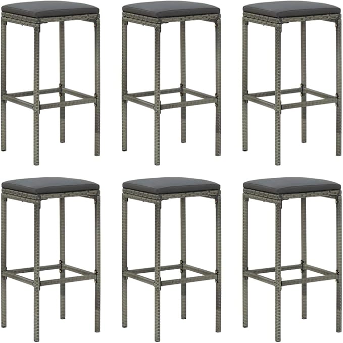 Patio Bar Set with Cushions,Patio Lounge Set,Conversation Sets,Outdoor Garden Table and Chairs Sets,Outdoor Patio Furniture,for Patio,Backyard,Garden,7 Piece Gray
