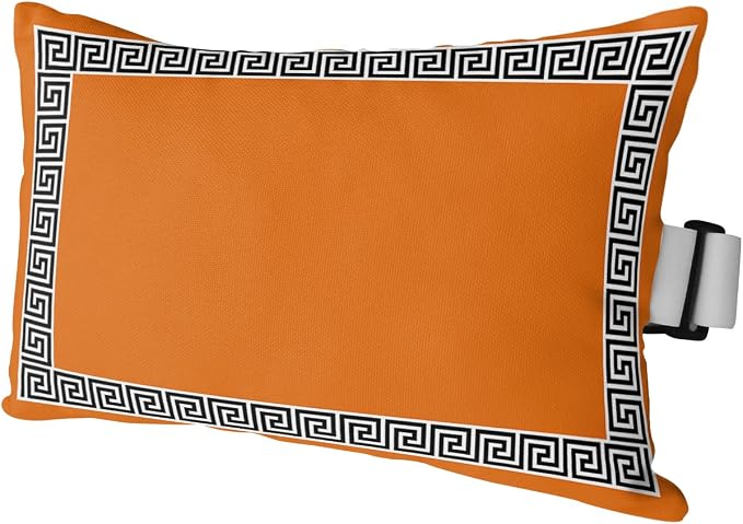 Outdoor Pillows Covers with Inserts Chinese Style Pattern Orange Background Waterproof Recliner Pillow with Adjustable Strap Throw Pillows for Patio Furniture Pool Lounge Chair, 11x16 inch, 1PCS