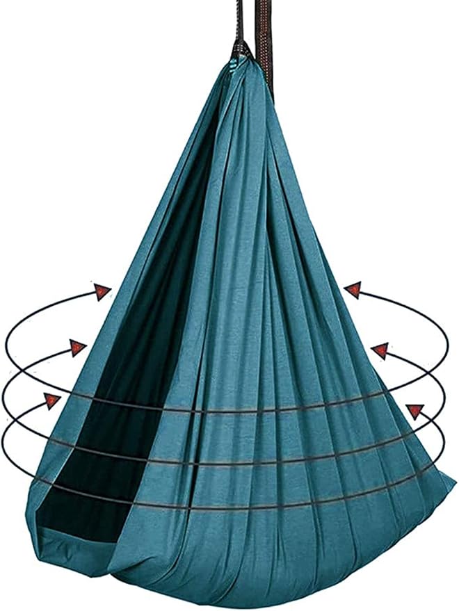 Elastic Cuddle Swing Hammock Indoor Therapy Sensory Yoga Swings with Special Needs for Kids Adult Autism ADHD Aspergers Has Calming Effect On Child (Color : Dark Green, Size : 100 x 280 cm)