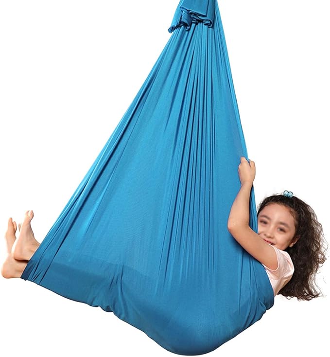 Kids Therapy Sensory Swing Indoor Adjustable Swing Ultra Soft Cuddle Hammock with Special Needs for Children Outdoor ADHD (Color : Blue)