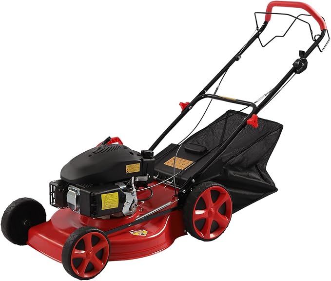 Gas Powered Self-Propelled Lawn Mower with Bag - 3-in-1, 4-Stroke Engine, 20-inch Cutting Width, 8 Adjustable Heights - Ideal for Small to Medium Sized Yards