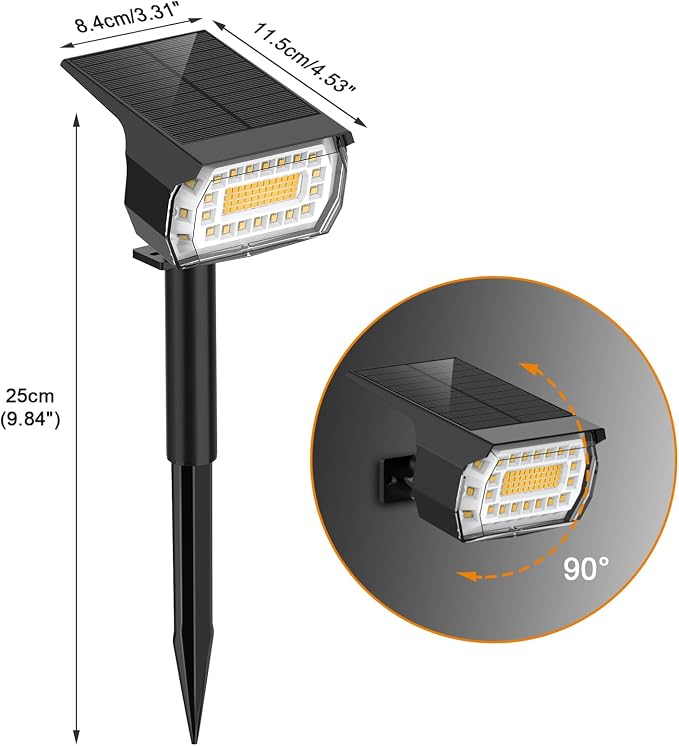 LANSOW Solar Spot Lights Outdoor, [12 Pack/76 LED] 2-in-1 Solar Landscape Spotlights, 3 Modes IP65 Waterproof Dusk to Dawn Solar Powered Flood Wall Lights for Outside Yard Garden Pathway(Warm White)