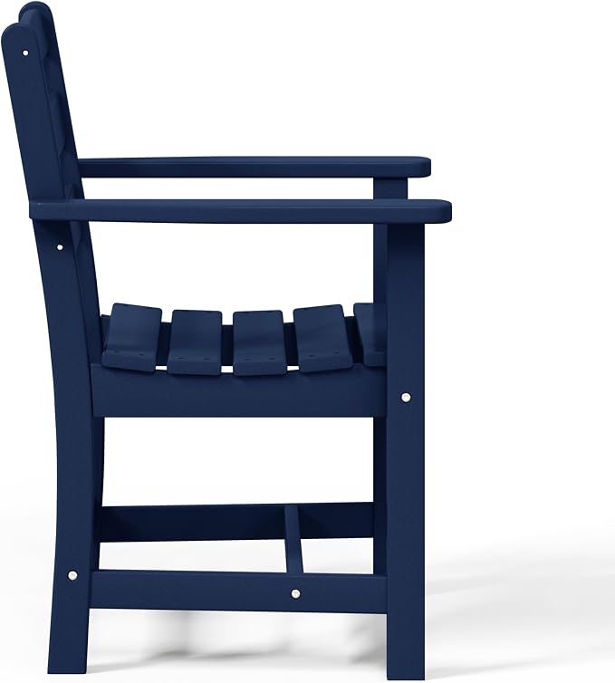 WestinTrends Ashore Outdoor HDPE Patio Classic Dining Arm Chair, Navy Blue