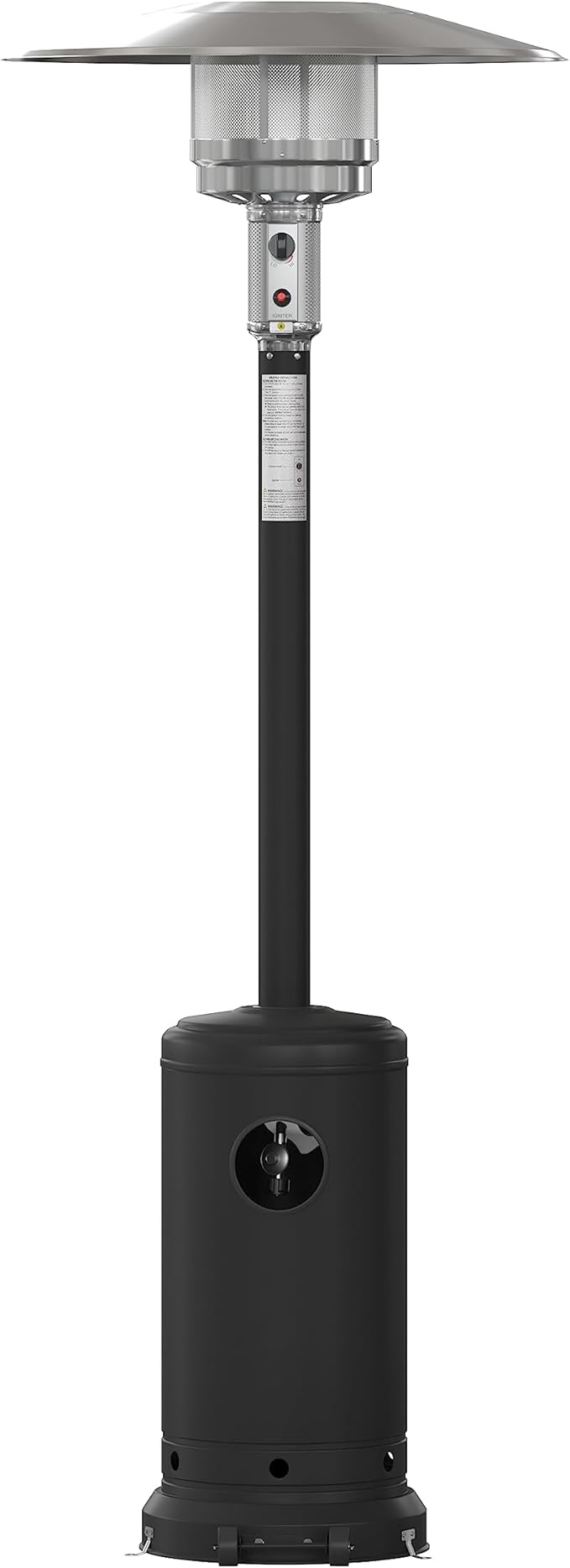 Flash Furniture Sol Patio Outdoor Heating-Black Stainless Steel 40,000 BTU Propane Heater with Wheels for Commercial & Residential Use-7.5 Feet Tall