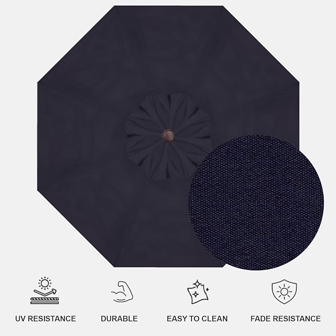 Treasure Garden AKZ PLUS Cantilever Umbrella 13' Obravia Navy Canopy and Bronze Frame with Stationary Base