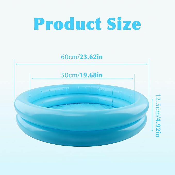 Inflatable Paddling Pool, 23.6 * 19.6 inch Inflatable Swimming Pool, Family Pools, 2 Ring Inflatable- Paddling Pool Water Toys for Indoor Outdoor Pool(Blue)(Blue)