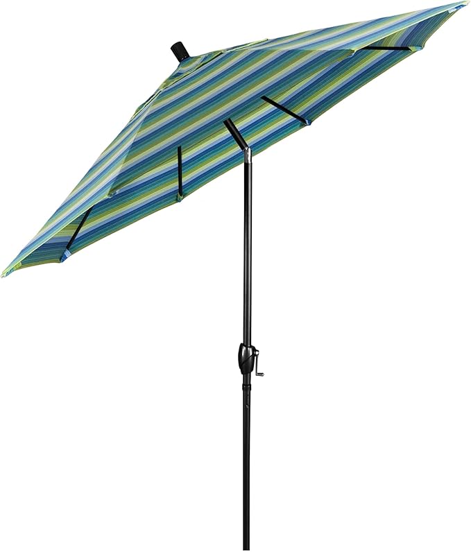 California Umbrella 9' Round Aluminum Market Umbrella, Crank Lift, Auto Tilt, Bronze Pole