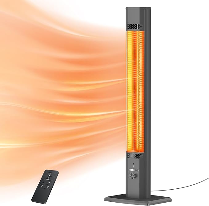 Outdoor Patio Heater with 9 Heat Levels,Space Heater for Garage Backyard Room Indoor,1500W Fast Electric Infrared Heater,9H Timers,Waterproof,Child Lock