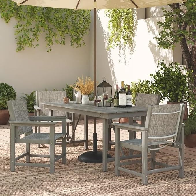 UDPATIO HDPE Outdoor Table and Chairs for 4, Heavy Duty Extra-Wide Outdoor Dining Sets, 360 lb Load Capacity, Easy to Assembly, All-Weather Patio Furniture for Pool, Garden, Backyard, Kitchen