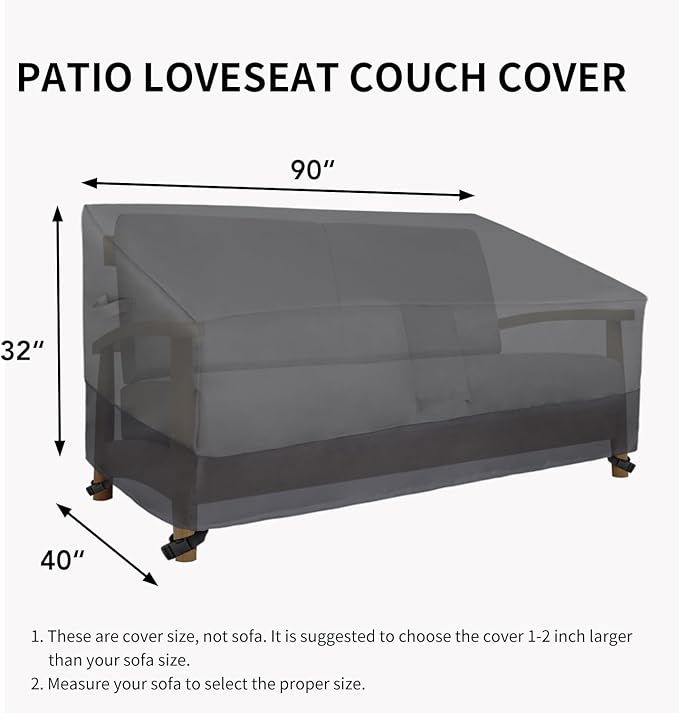 Easy-Going Heavy Duty Waterproof Outdoor Deep 2-Seater Loveseat Couch Patio Furniture Cover with Air Vent, Windproof, Durable