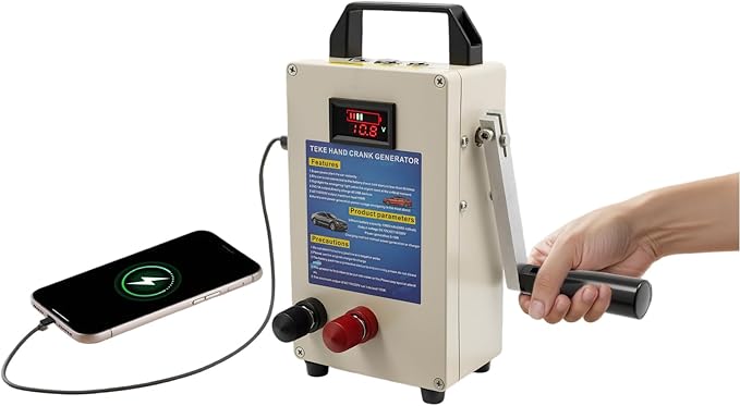 Hand Crank Generator 15W 110V Power Station Emergency Hand Generators with 3 Handy Power Supply Portable Generator Rechargeable for Home, Camping, Outdoor, Smartphone Charger