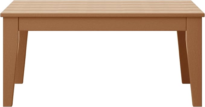 WestinTrends Malibu Low Outdoor HDPE Patio Rectangle Coffee Table, Teak
