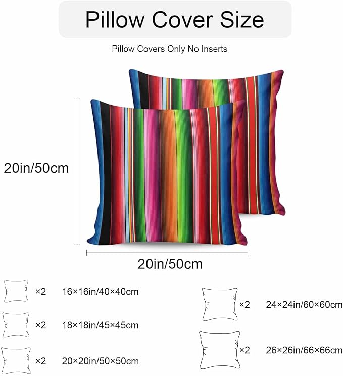 Red Green Blue Striped Outdoor Pillow Covers 16x16 Inch Throw Pillow Covers Set of 2 Waterproof Decorative Pillow Cases Modern Abstract Striped Cushion Covers for Patio Furniture Garden Couch Sofa