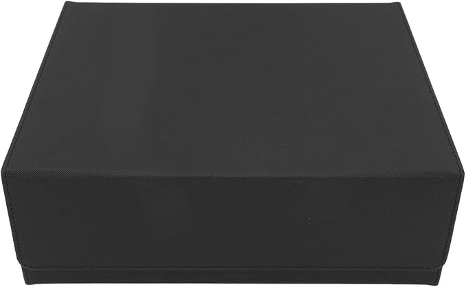 Card Deck Box Large Capacity Soft PU Leather Magnetic Closure Tarot Card Storage (Black with Grey Lining)