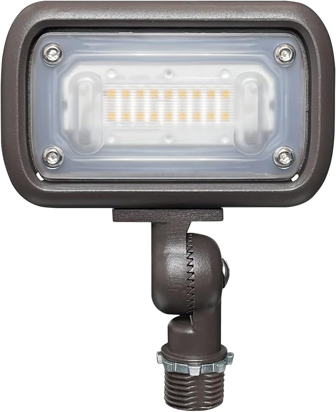 GKOLED 15W Outdoor LED Flood Security Lights, Waterproof Landscape Lighting, 50W PSMH Equivalent, 1370 Lumens, 3000K Warm White, 120-277V, 1/2" Knuckle Mount, Compact Size, UL-Listed