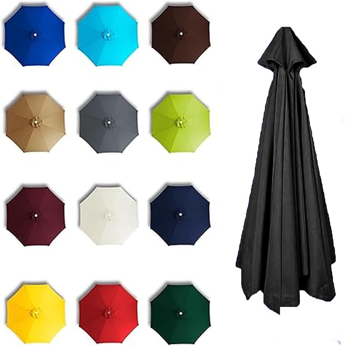 9FT Patio Umbrella Replacement Canopy Cover 6 Ribs 8 Ribs Waterproof UV Resistant for Market Umbrella Canopy, Garden, Lawn, Backyard, Pool